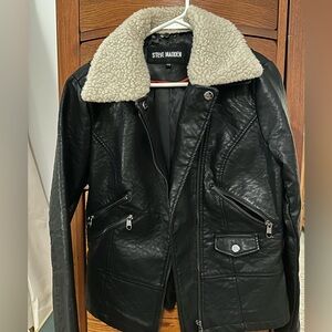 Steve Madden Black Jacket with Cream Sherpa Collar